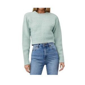 For Love and Lemons Dominique Sweater Light Green Pastel Knit Pullover Large